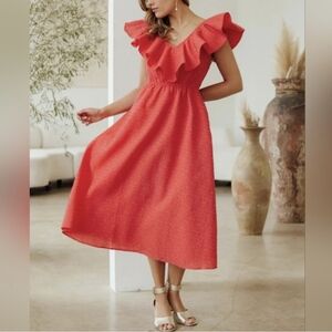 Chelsea 28 Vibrant Coral-Red Dress..XS